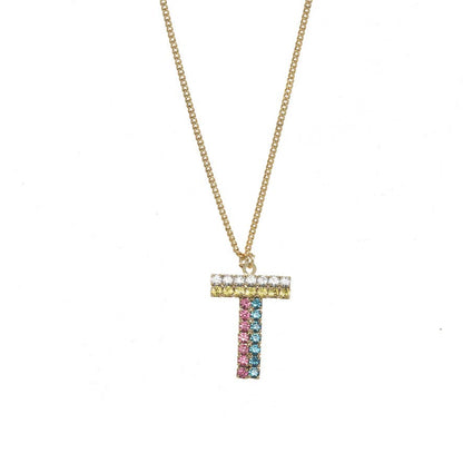 TOVA Mini Monogram Multicolor Crystal Necklace