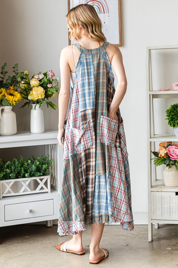 Second Glance Plaid Mix Jumpsuit