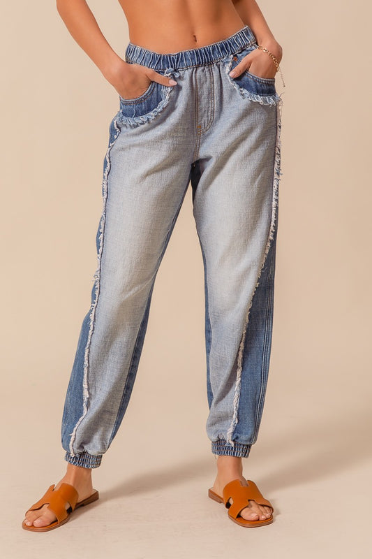 Distressed Denim Jogger