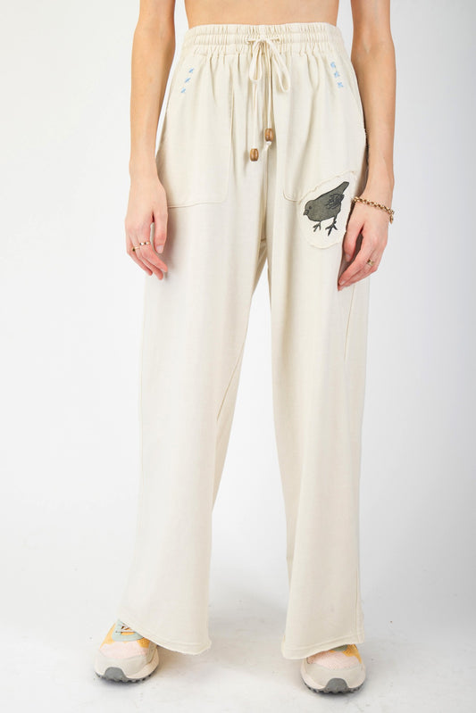 Bird Patch Terry Knit Pant