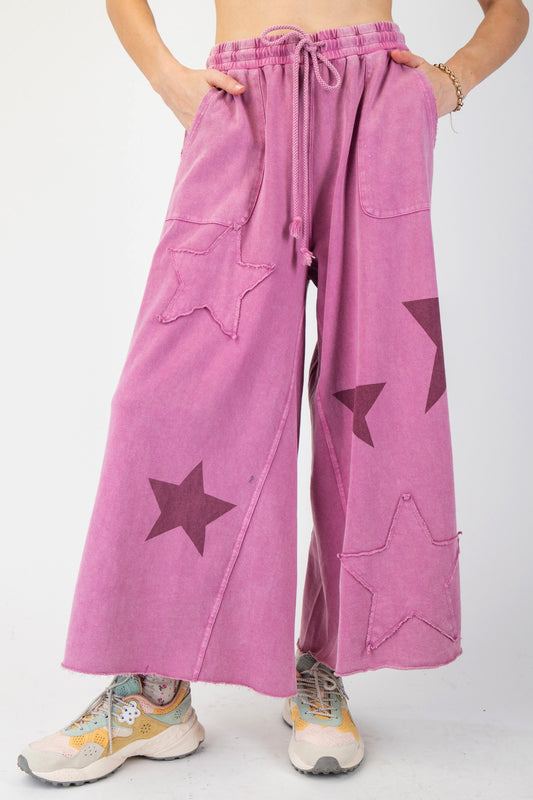 Star Patch & Print Terry Knit Pants