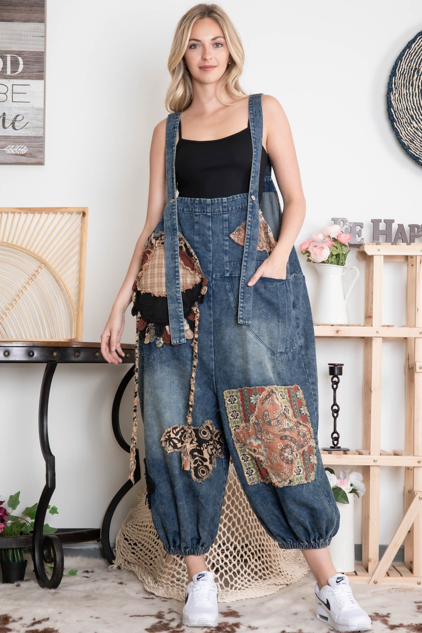 Patchwork Denim Overall