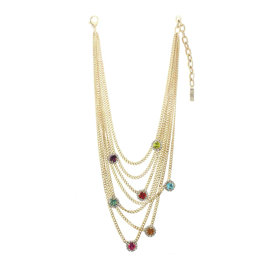 TOVA Rainbow Pop Metallic Mess Necklace in Antique Gold