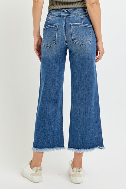 RISEN High Rise Crop Wide Band Detail Jeans PWC21208