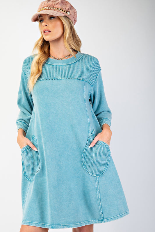 Faded Teal Knit Dress