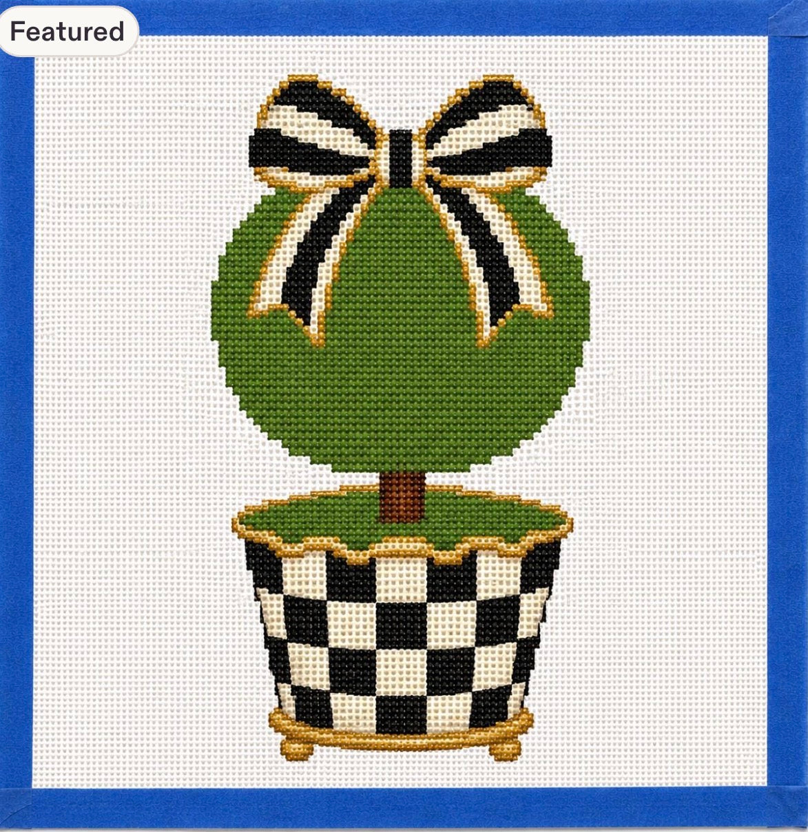 Inspired Check Topiary Printed Needlepoint Canvas