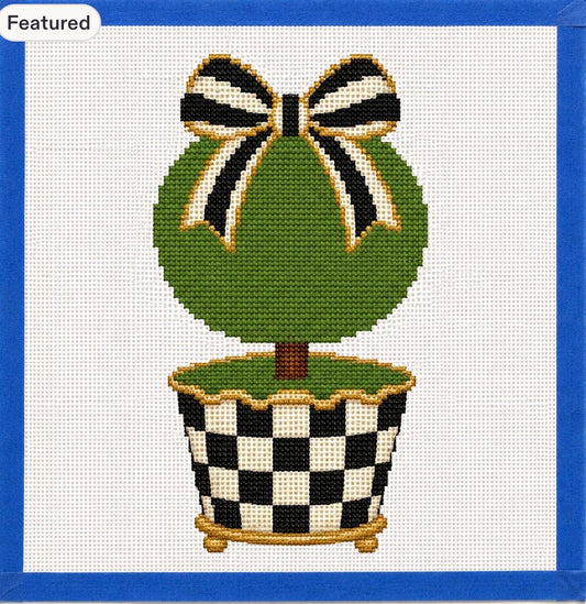 Inspired Check Topiary Printed Needlepoint Canvas