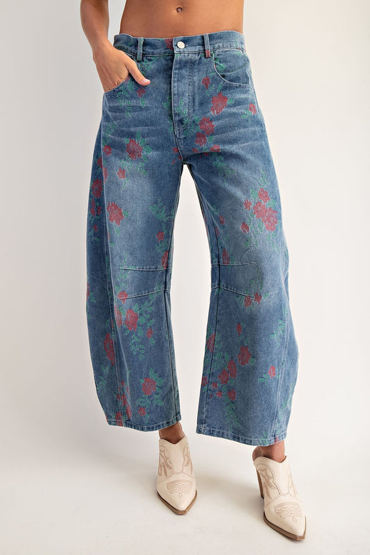 Rose Denim Barrell Jean