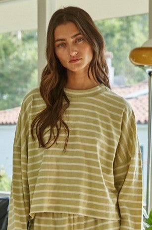 Celery Stripe Long Sleeve Tee