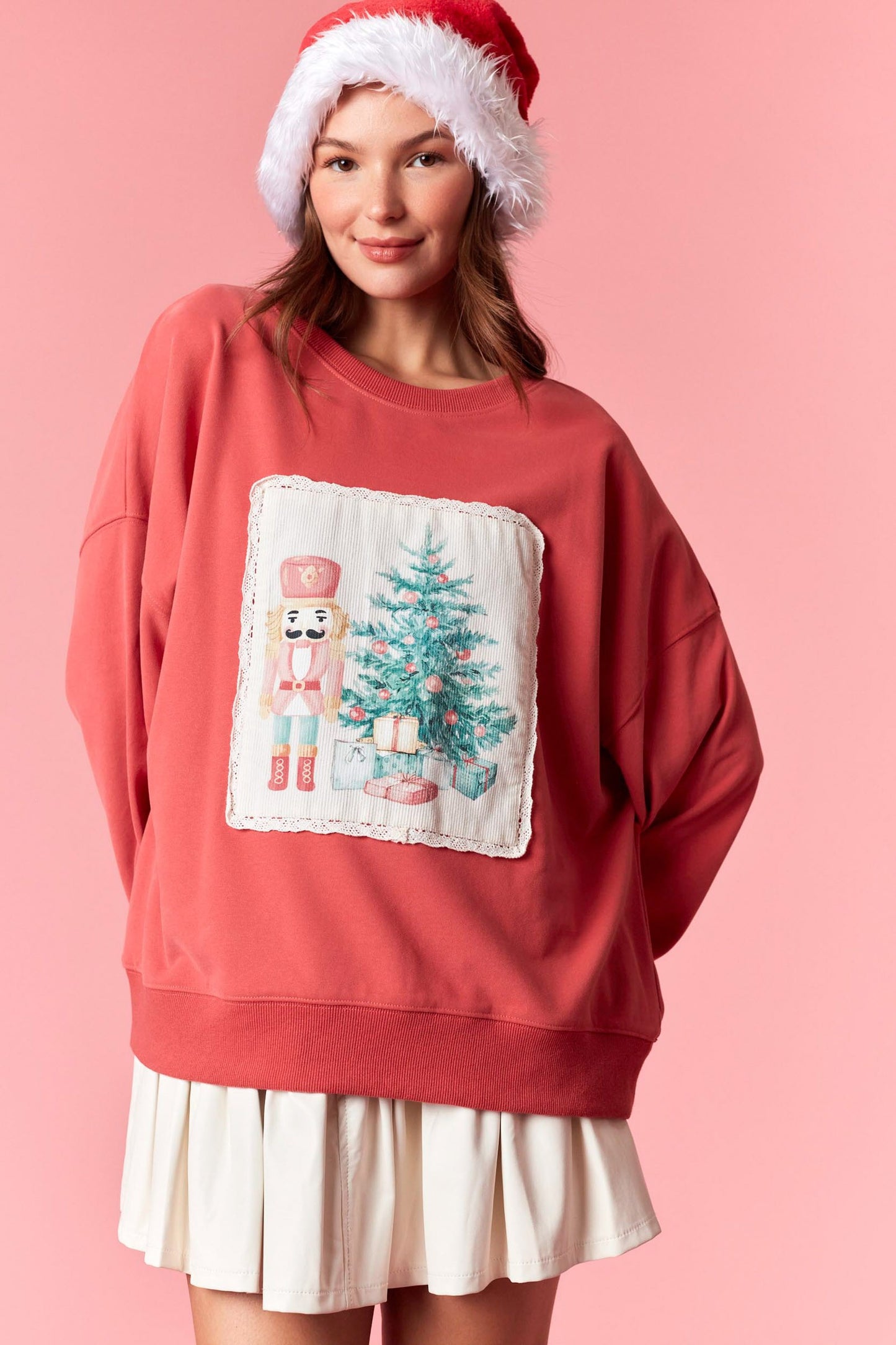 Christmas Printed Corduroy Sweatshirt