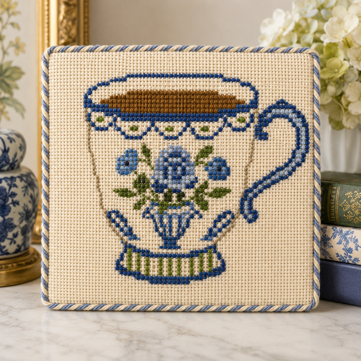 Coffee Cup Printed Needlepoint Canvas