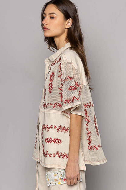 Ellie's Woven Embroidery Top