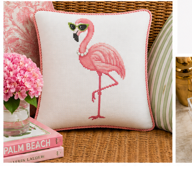Jungle Club Flamingo Printed Needlepoint Canvas
