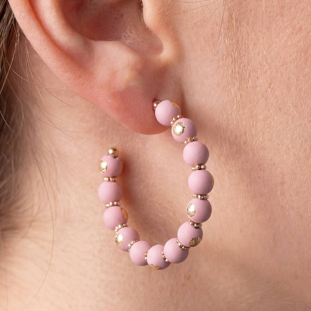Ball Beaded Hoop Earrings