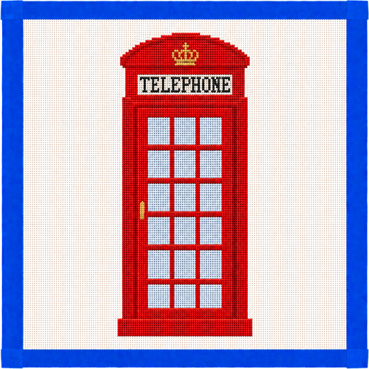London Red Phone Booth Printed Needlepoint Canvas