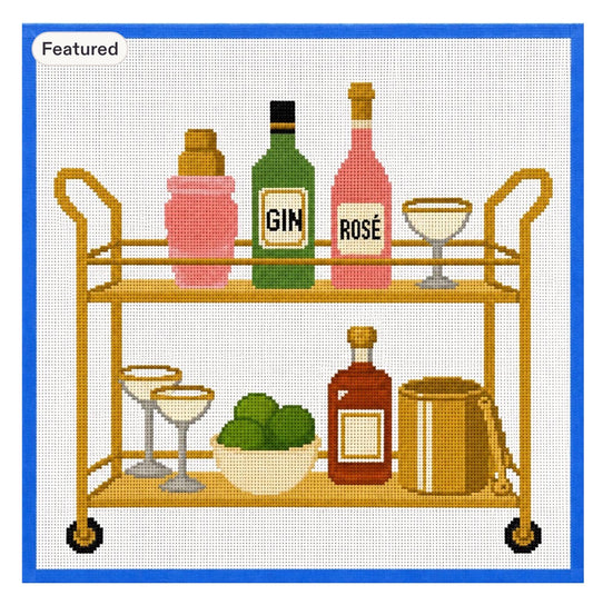 Bar Cart Needlepoint Canvas