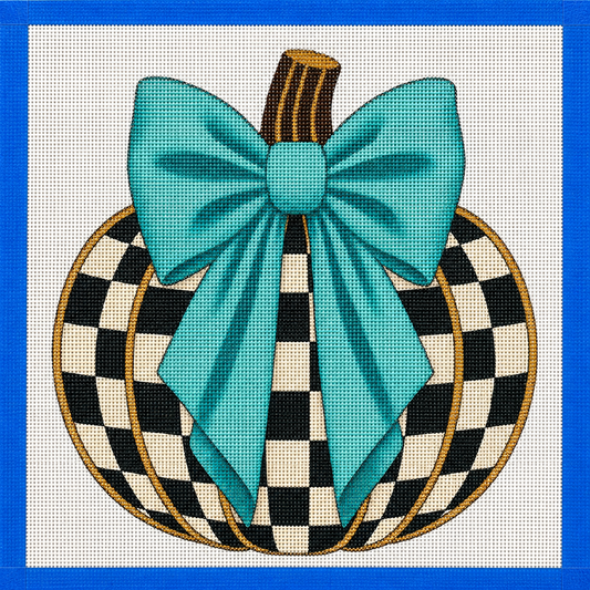 Inspired Checked Pumpkin Needlepoint Canvas