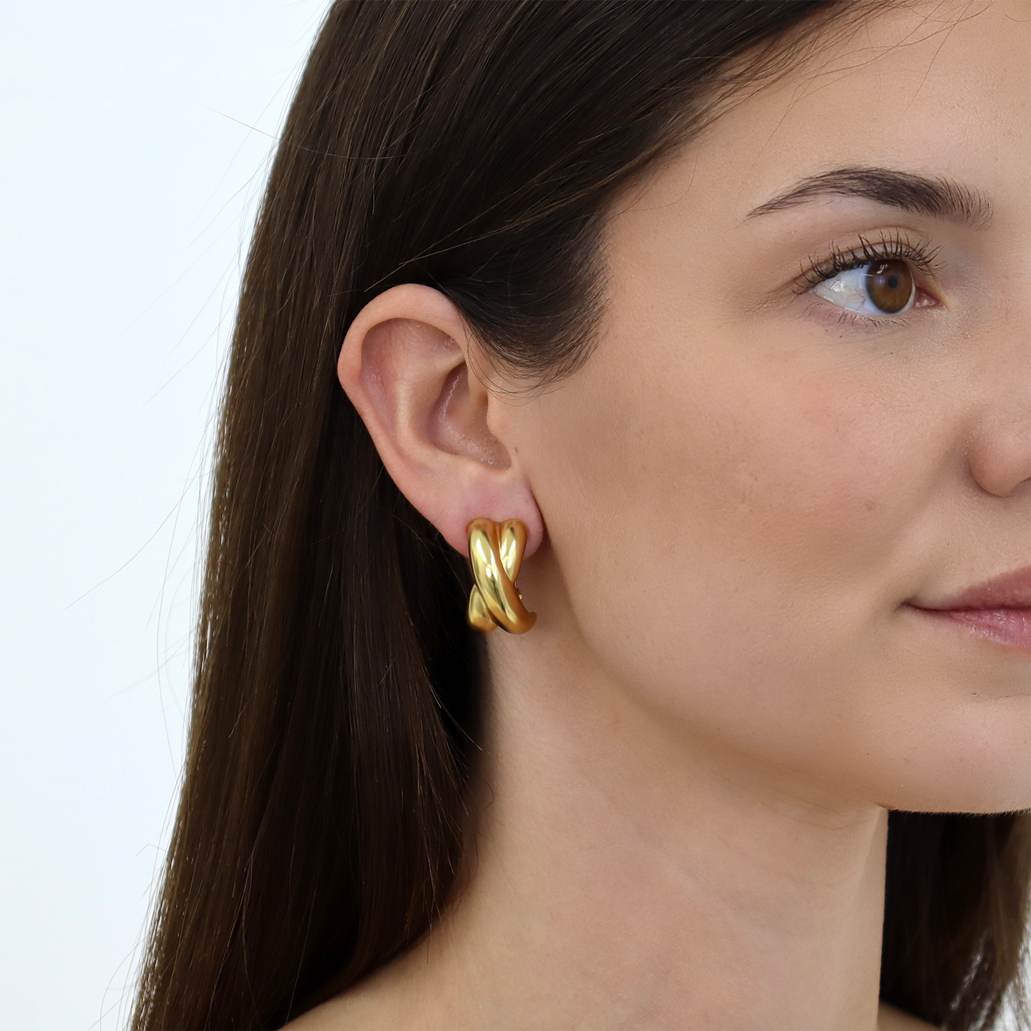 Criss Cross Clip-On Earrings 24K Gold Plated
