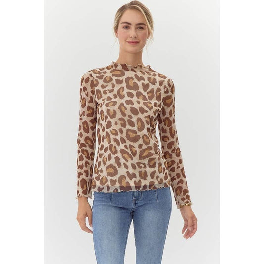 Leopard Print Mesh Top