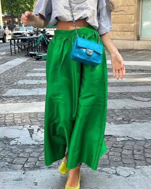 Satin Simple  High-Waisted Skirt