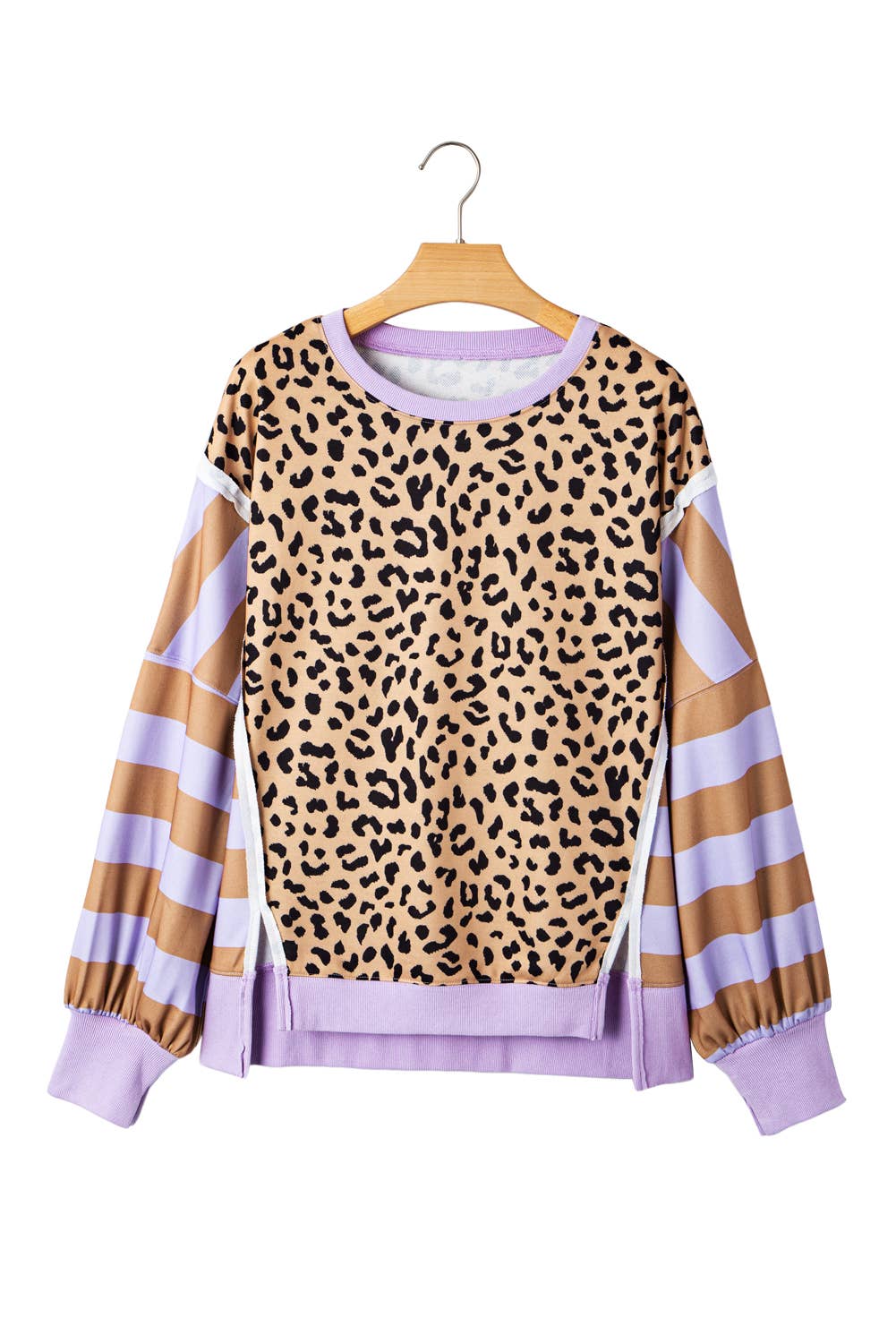 Leopard Striped Patchwork Sweatshirt
