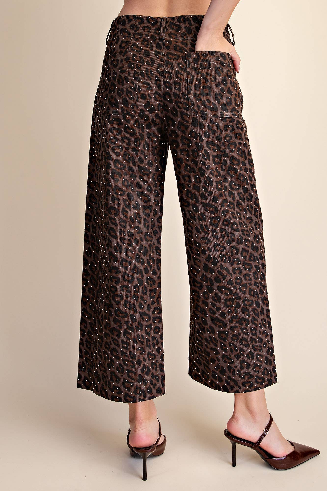 Leopard Colette Cropped Rhinestone Pants