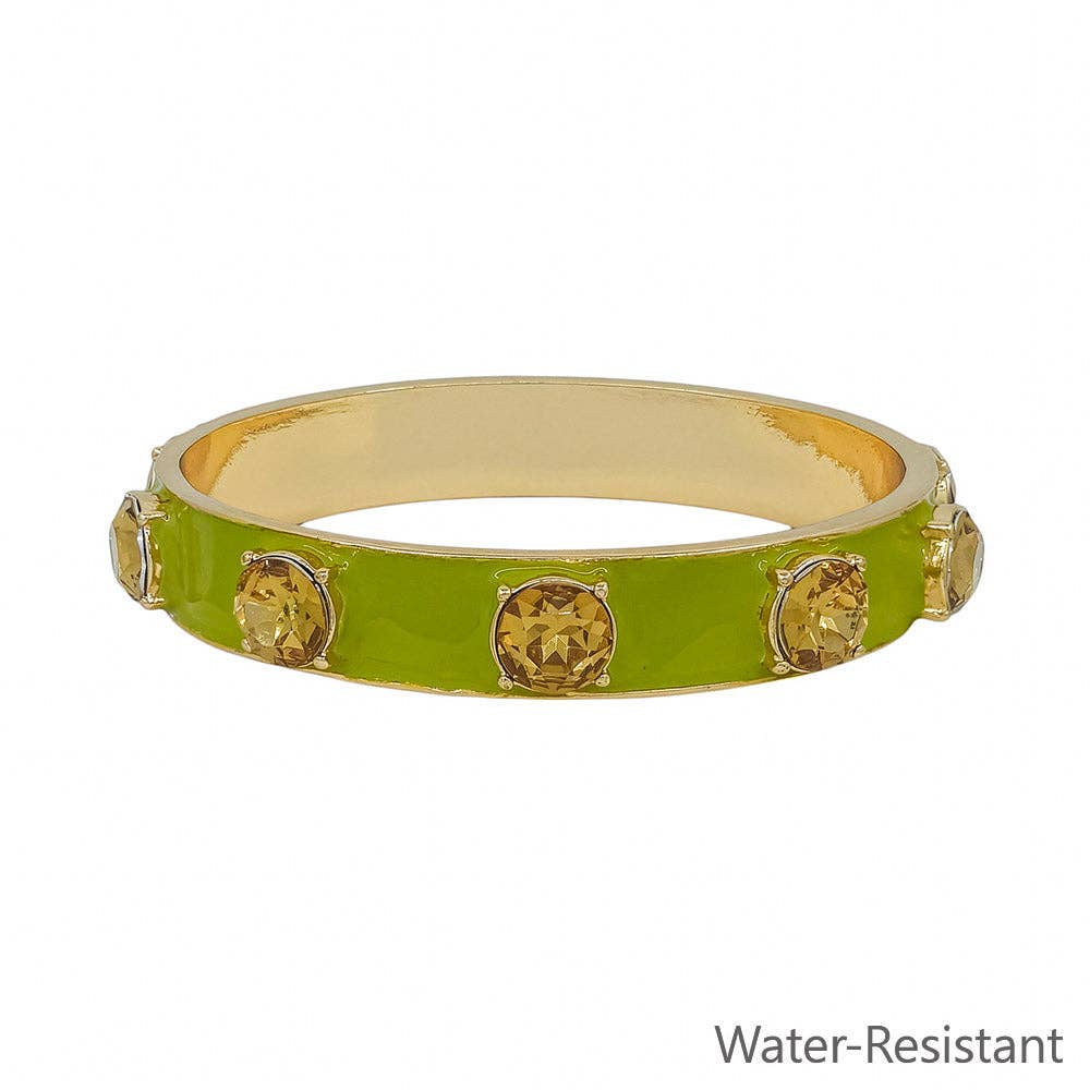 12MM Olive Epoxy and Gold Bangle Bracelet