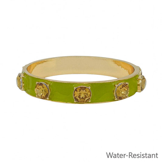 12MM Olive Epoxy and Gold Bangle Bracelet