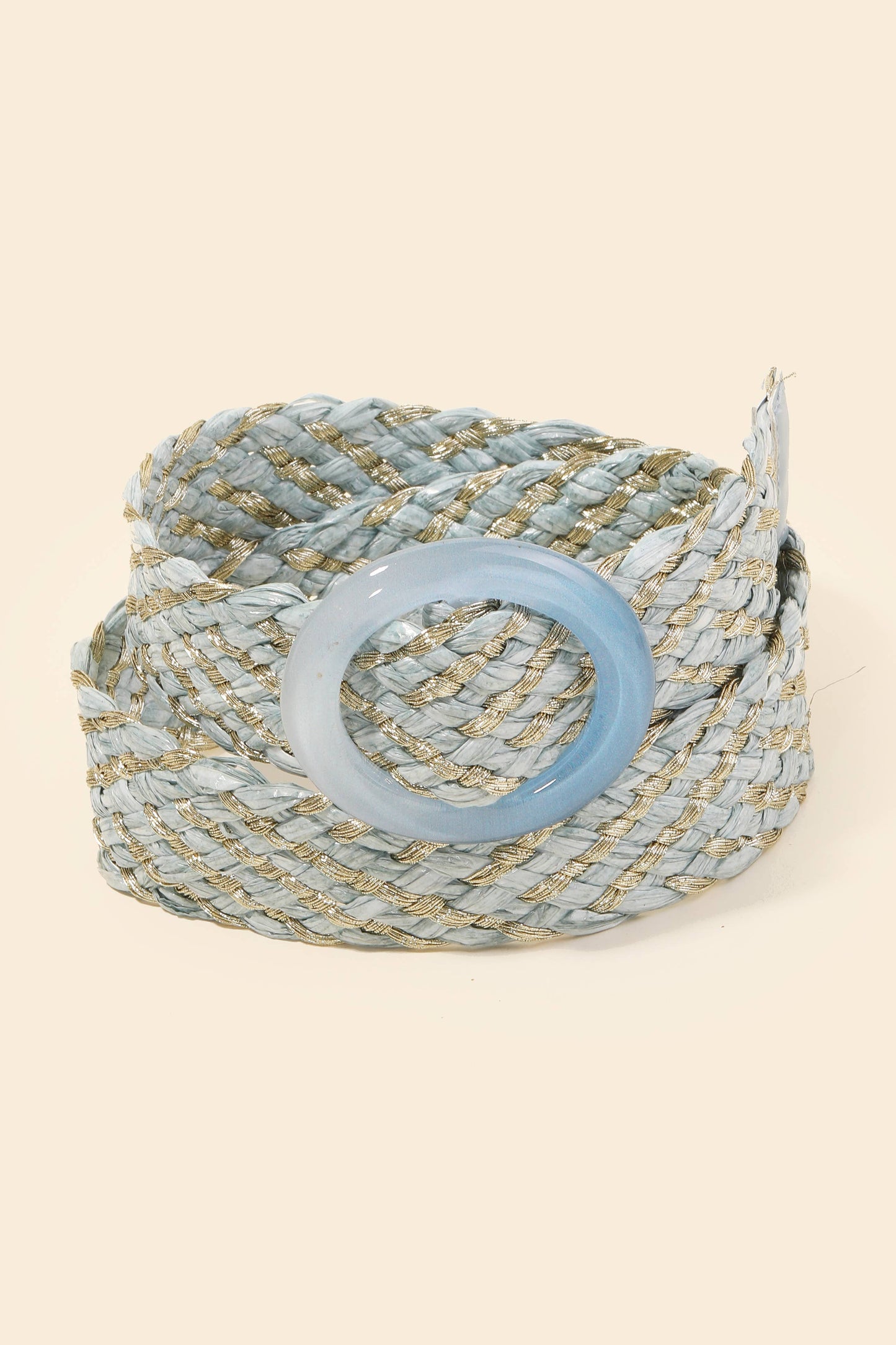 Intricate Blue Braided Hoop Buckle Belt