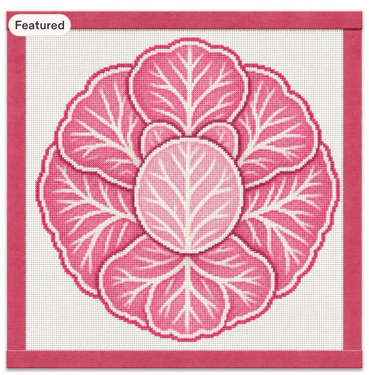 Cabbage Plate Pink Needlepoint Canvas