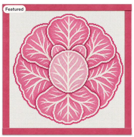 Cabbage Plate Pink Needlepoint Canvas