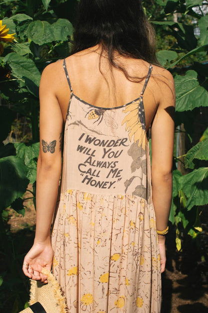 Milk & Honey Bohéme Slip Dress with Bees and Sunflower