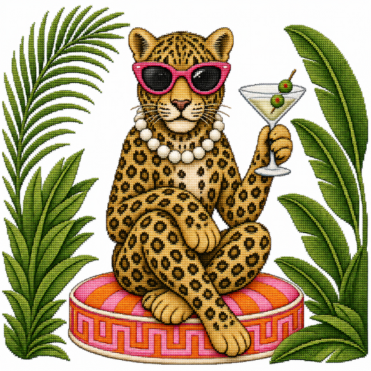 Jungle Club Leopard Printed Needlepoint Canvas