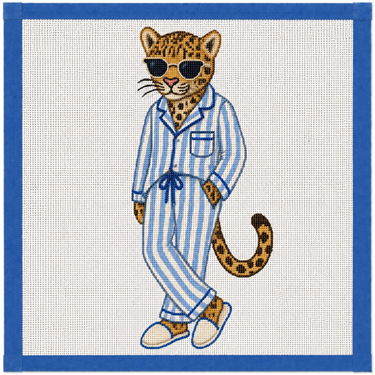 Leopard in Pajamas Printed Needlepoint Canvas
