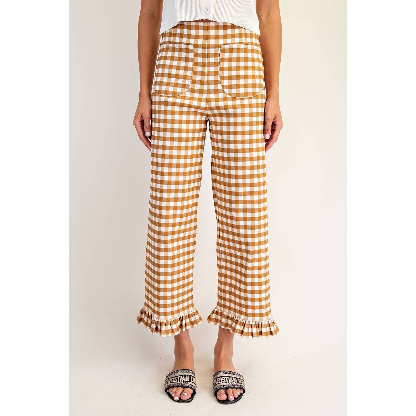 Gingham Straight Leg Pants