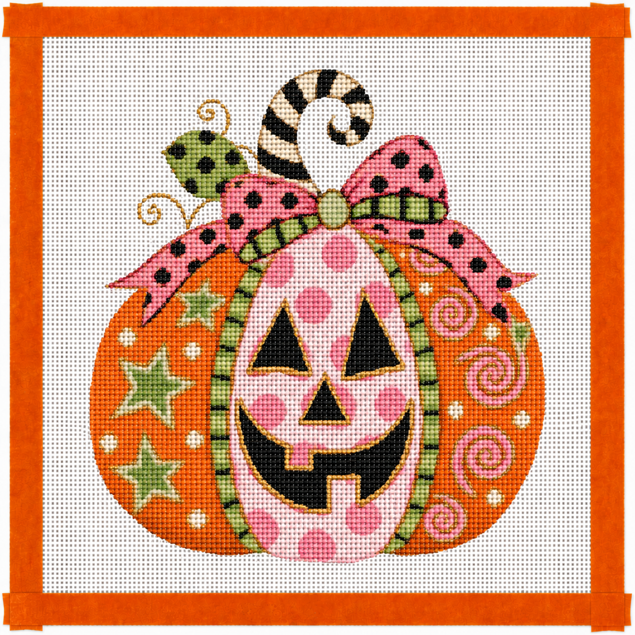 Halloween Whimsy Jack-o-Lantern Needlepoint Canvas