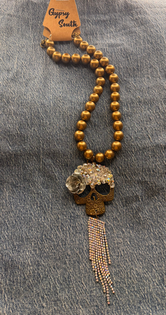 Gypsy South Crystal Skull Necklace