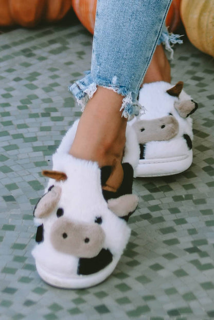 Animal Cow Plush Slippers