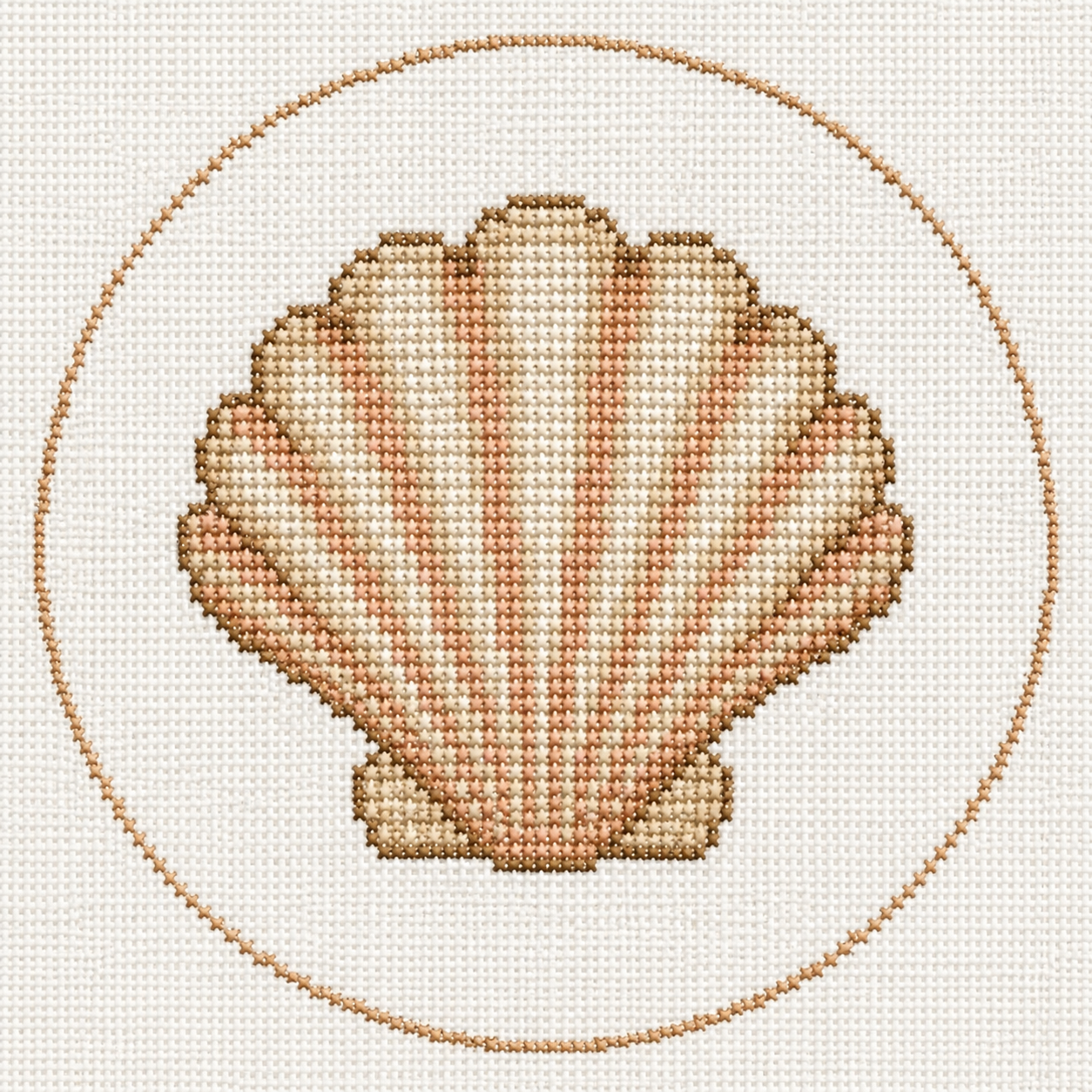 Seashell Bag Charm Needlepoint Canvas