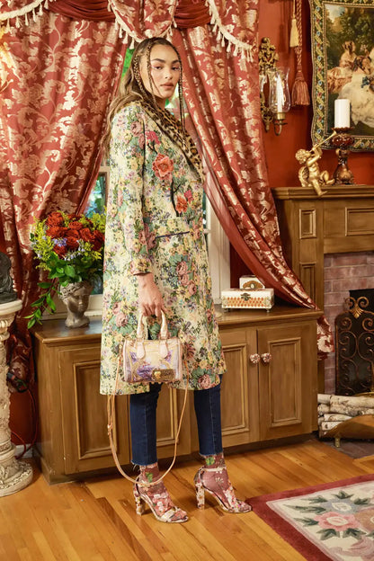 Remember the Time Olive Floral Jacquard Coat