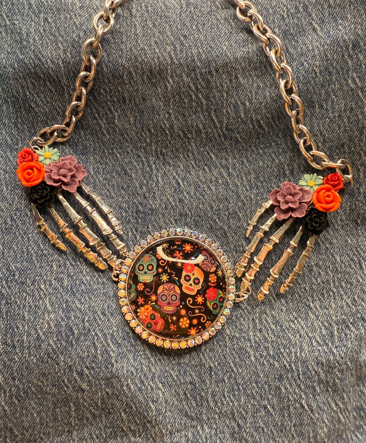 Gypsy South Skeleton Hands Necklace