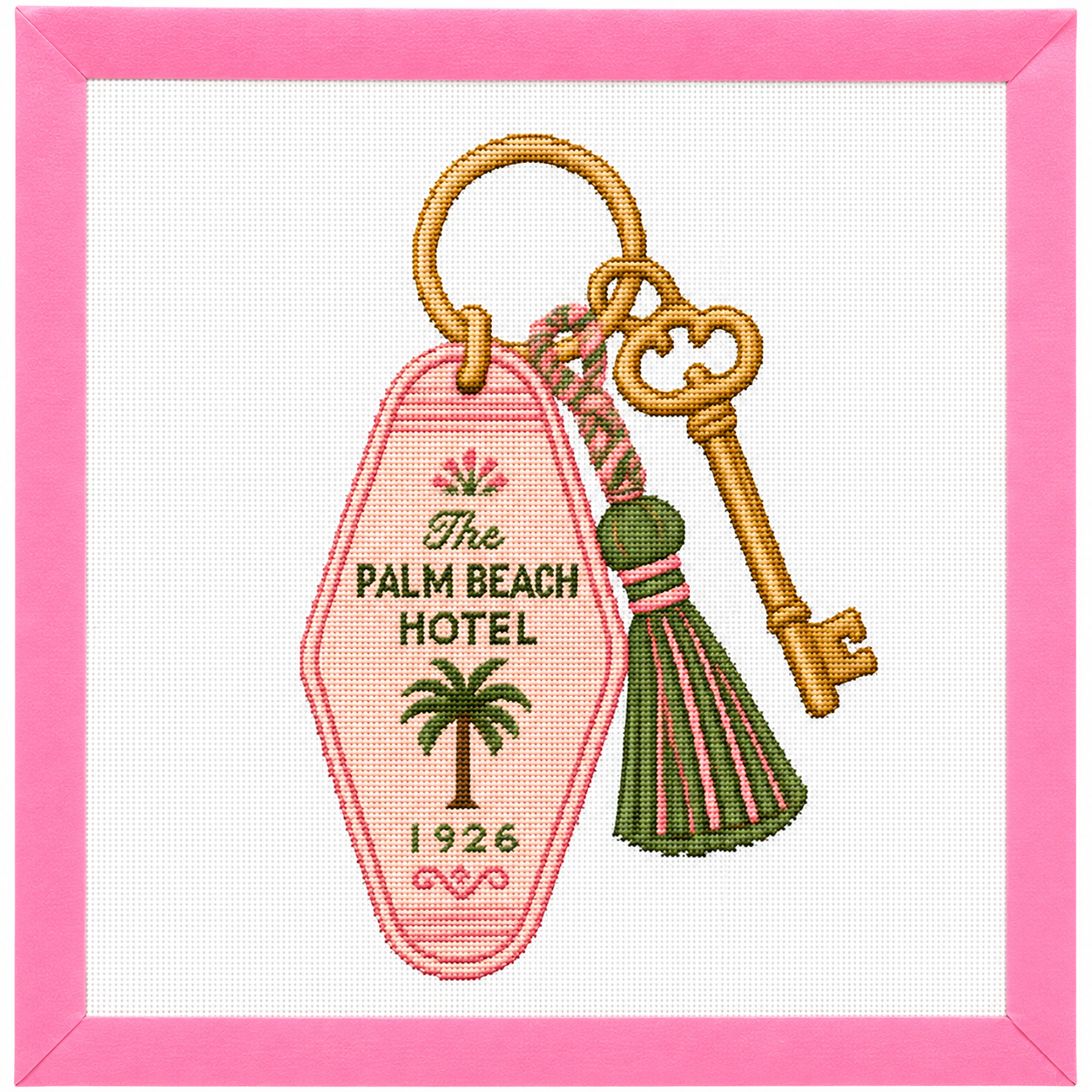 Palm Beach Vintage Hotel Key Needlepoint Canvas