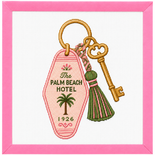 Palm Beach Vintage Hotel Key Needlepoint Canvas