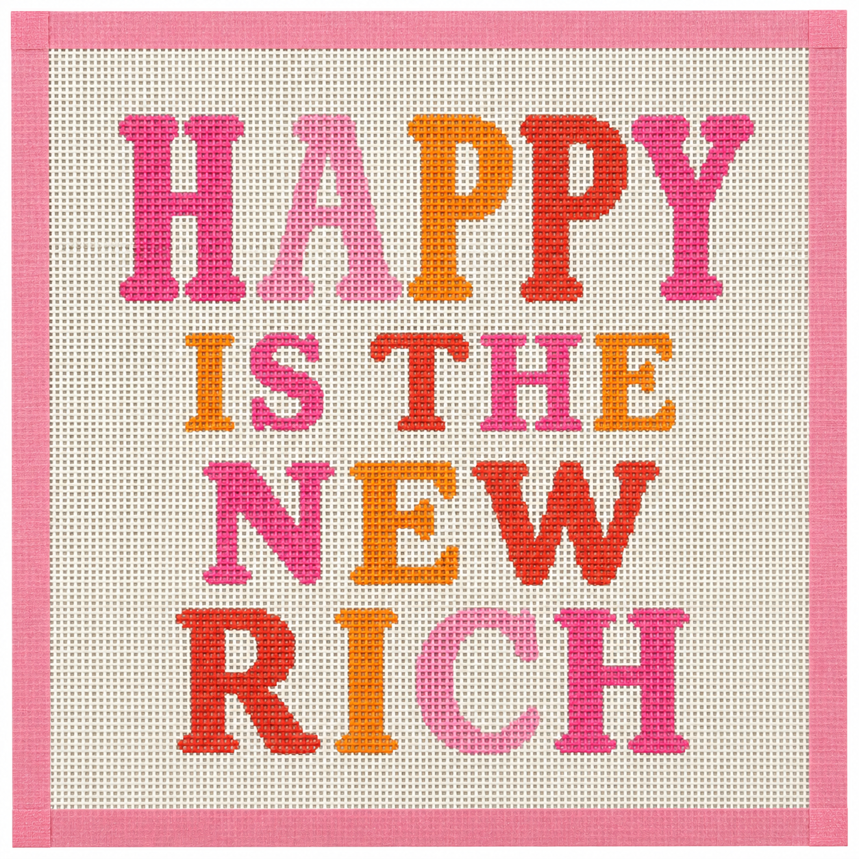Happy Is The New Rich Needlepoint Canvas