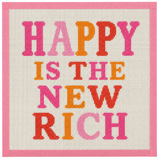 Happy Is The New Rich Needlepoint Canvas