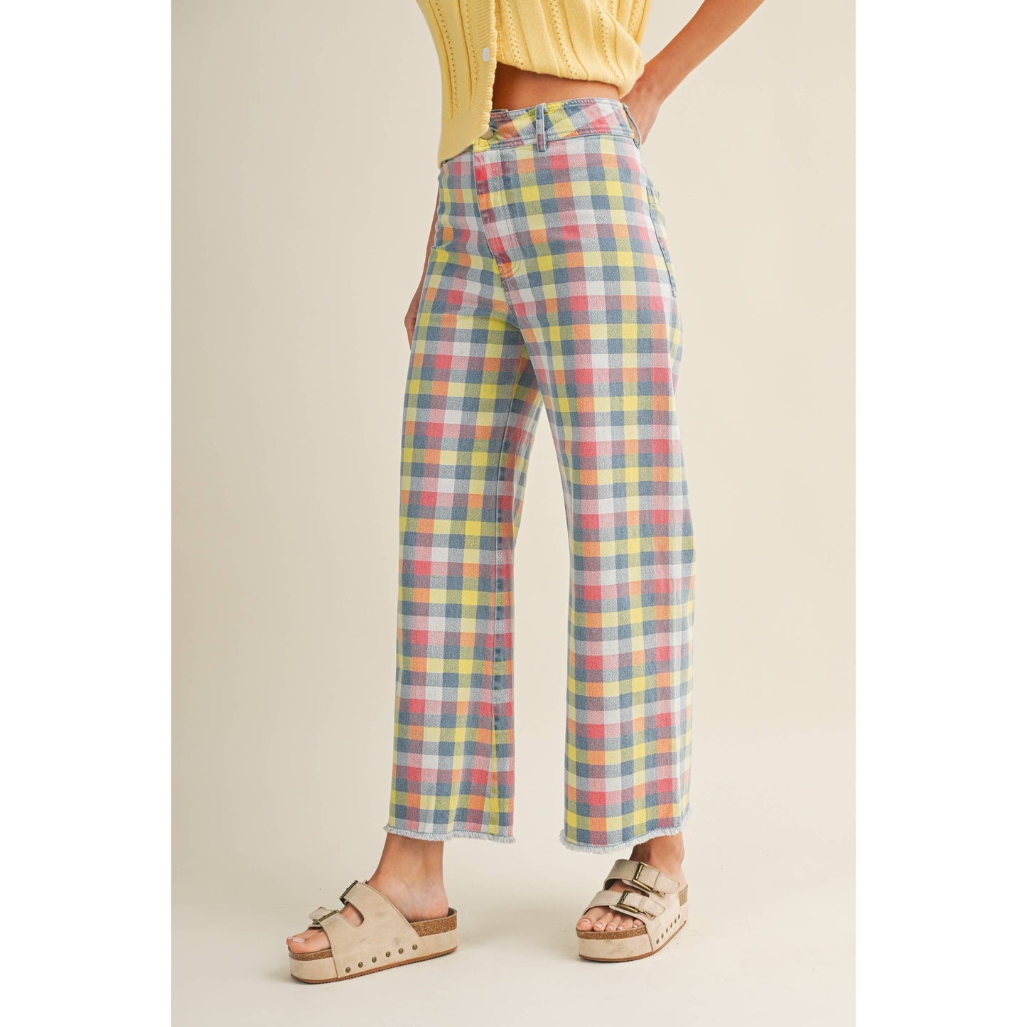 Daydream In The Meadow Wide Leg Checkered Trouser