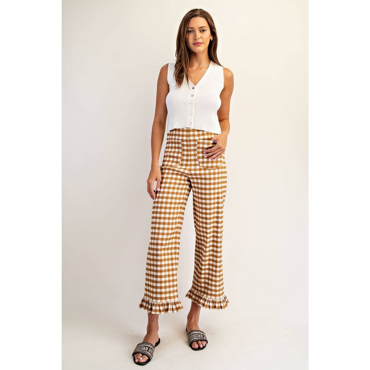 Gingham Straight Leg Pants