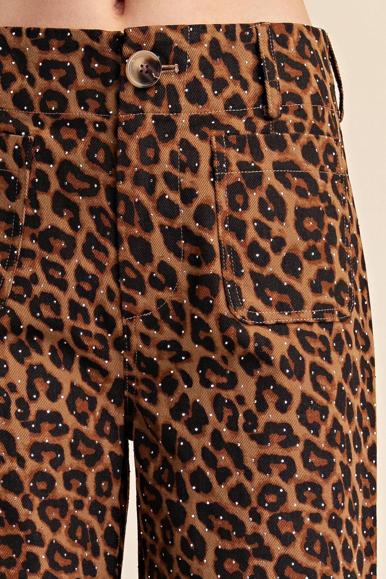 Leopard Colette Cropped Rhinestone Pants