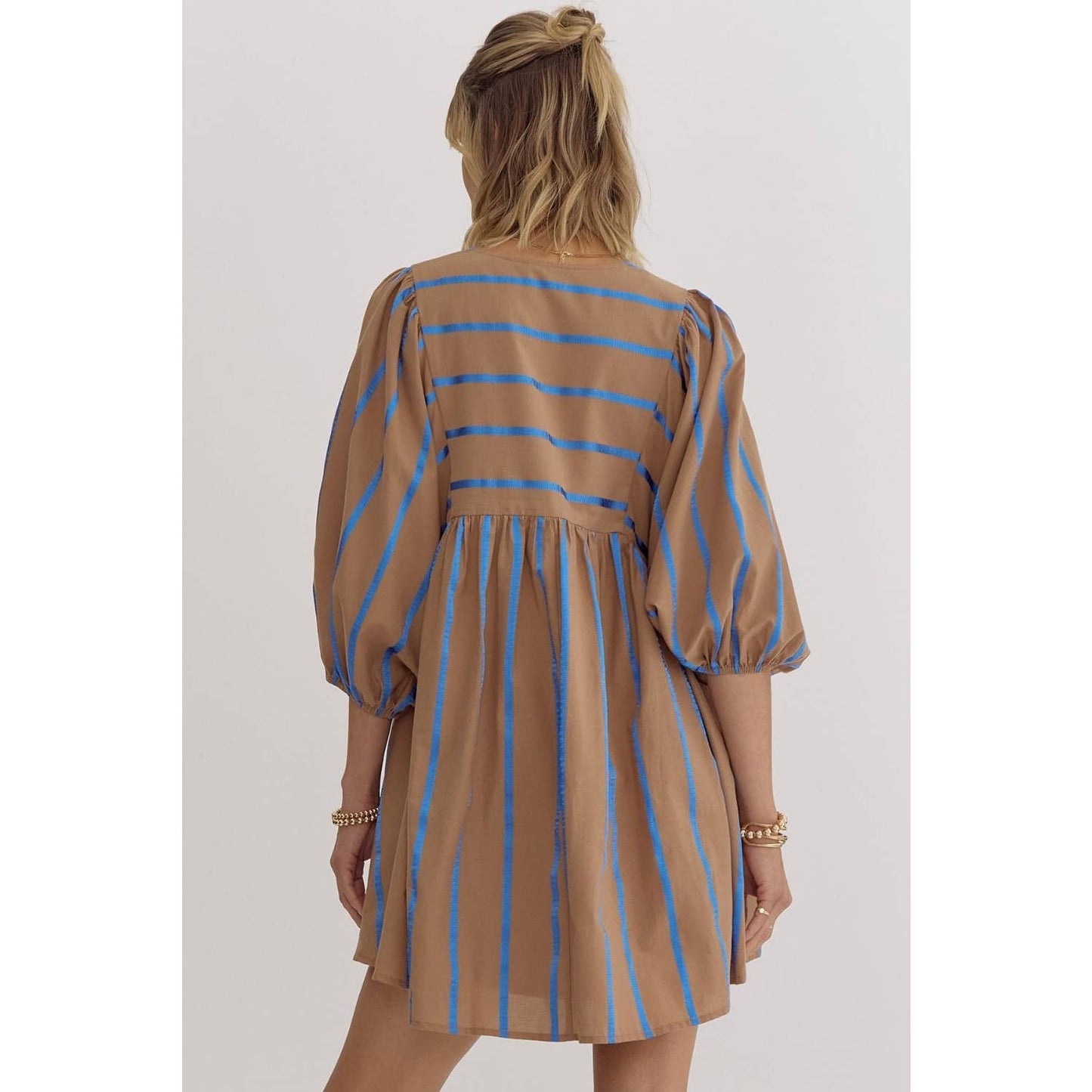 Mocha Stripe Babydoll Dress