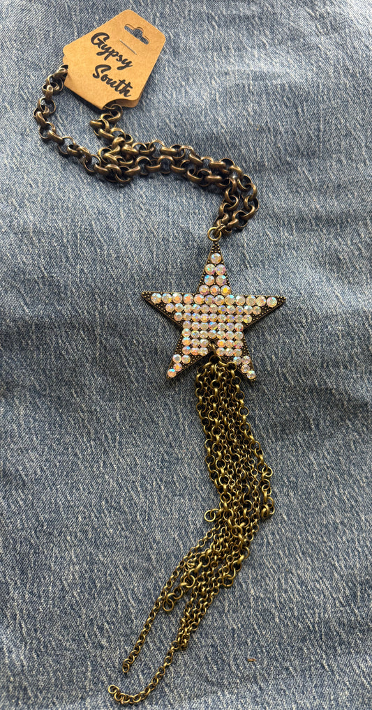 Gypsy South  Iridescent Bling Star Necklace